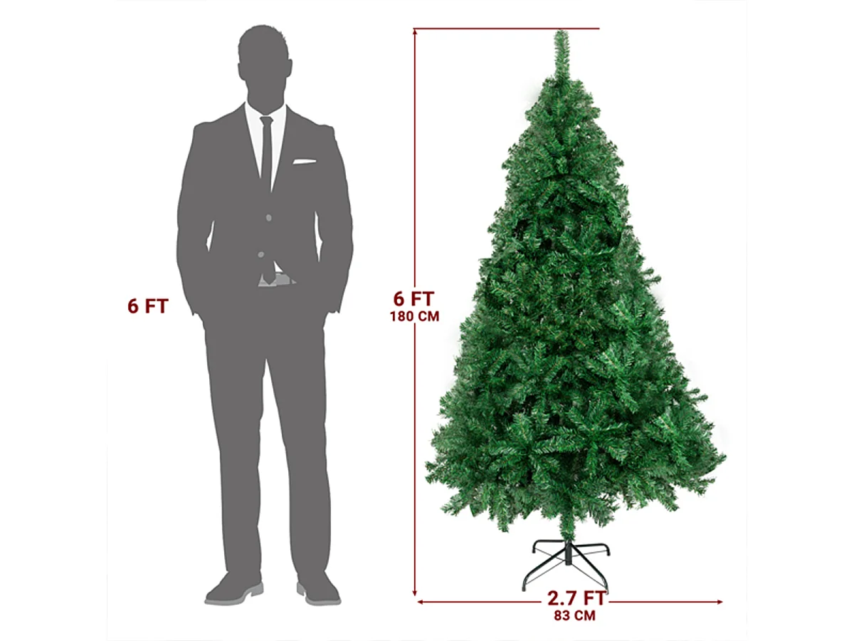 Weihnachtsbaum mit 650 Zweigspitzen und stabilem Metallständer Künstlichen Weihnachten Tannenbaum 6 FT Grün