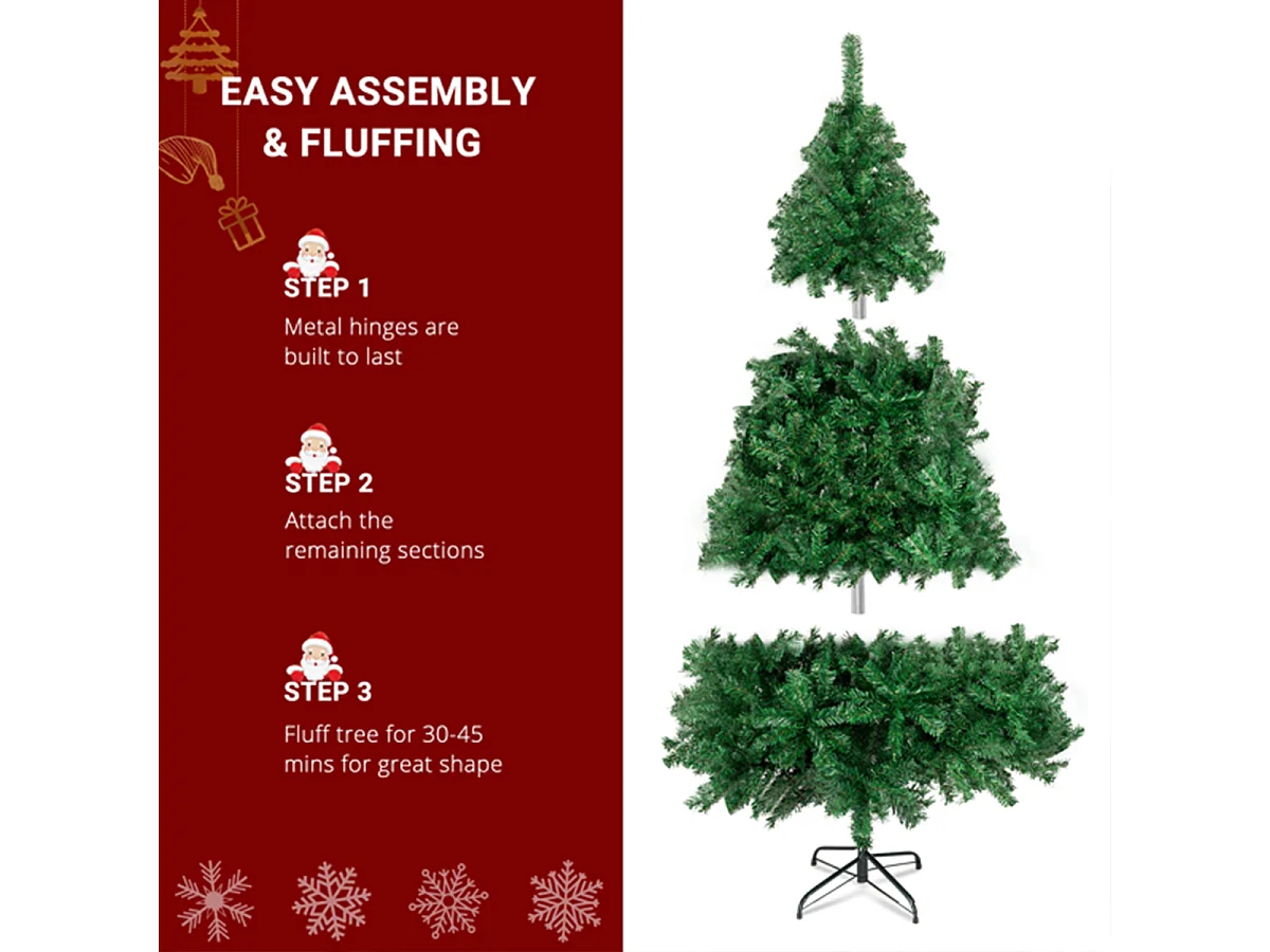 Weihnachtsbaum mit 650 Zweigspitzen und stabilem Metallständer Künstlichen Weihnachten Tannenbaum 6 FT Grün