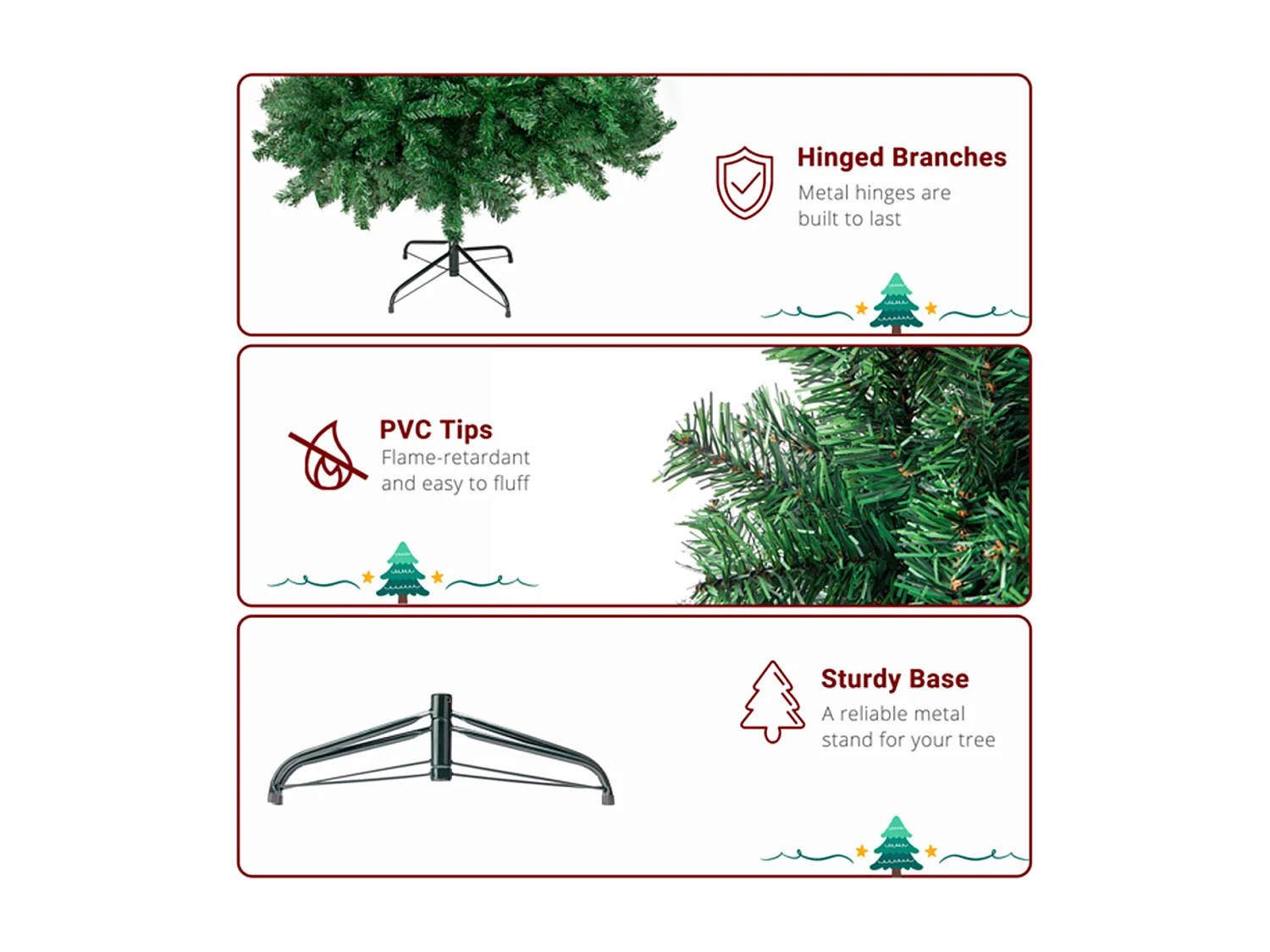 Weihnachtsbaum mit 650 Zweigspitzen und stabilem Metallständer Künstlichen Weihnachten Tannenbaum 6 FT Grün