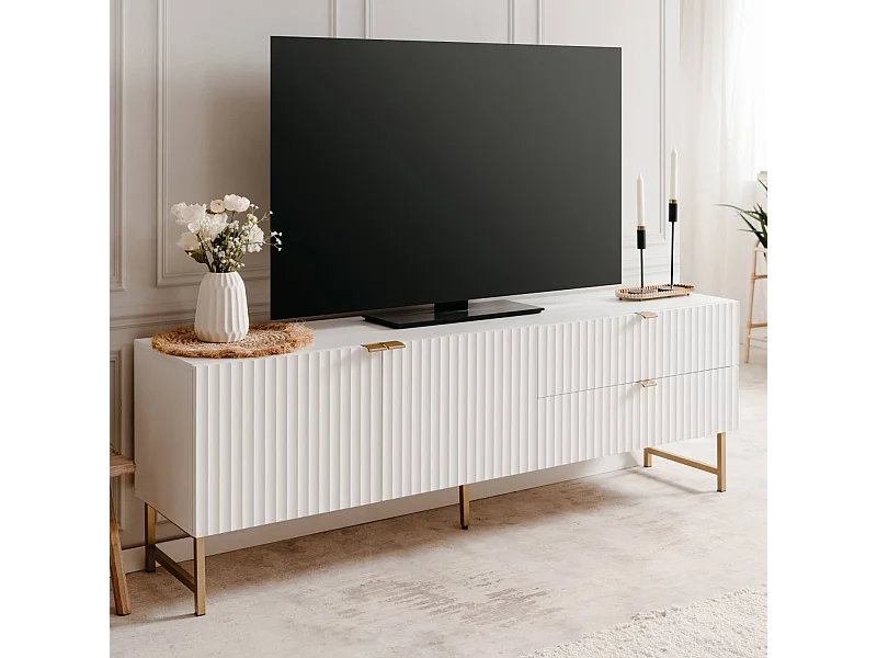 Szafka RTV 179x60,5x39 cm biała i złota