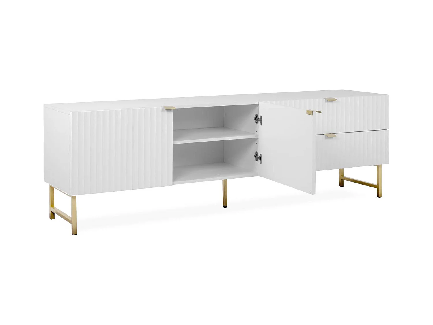 Meuble TV 179x60,5x39 cm blanc et doré