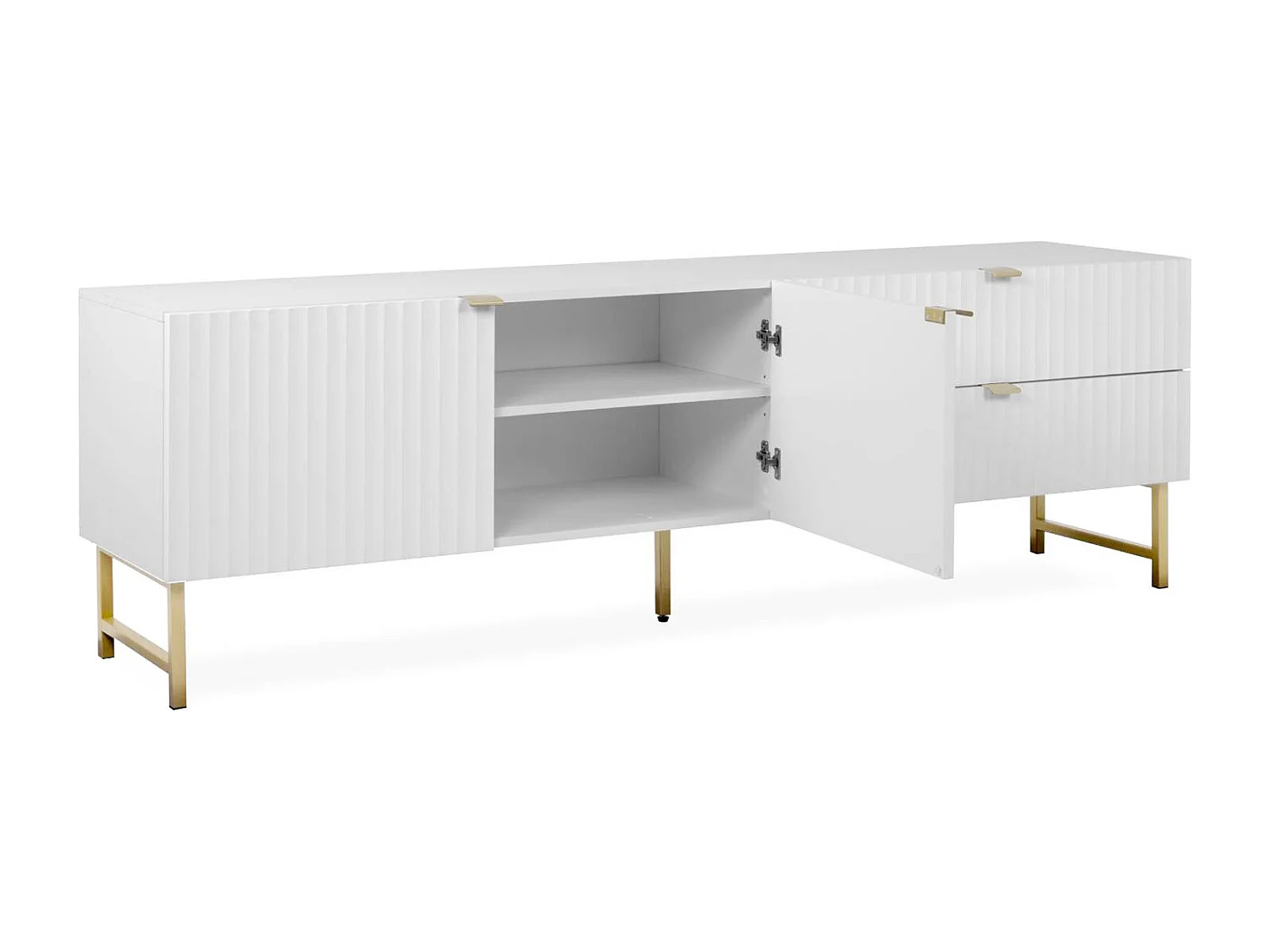 Meuble TV 179x60,5x39 cm blanc et doré