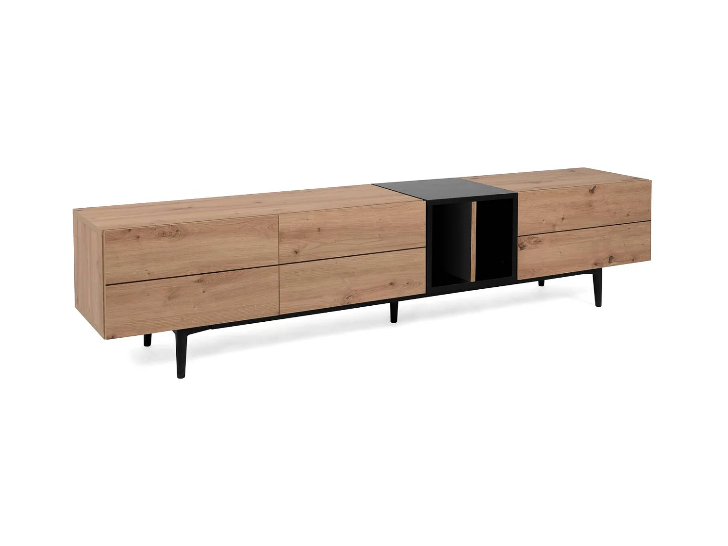 meuble TV 195x48x37 cm naturel noir