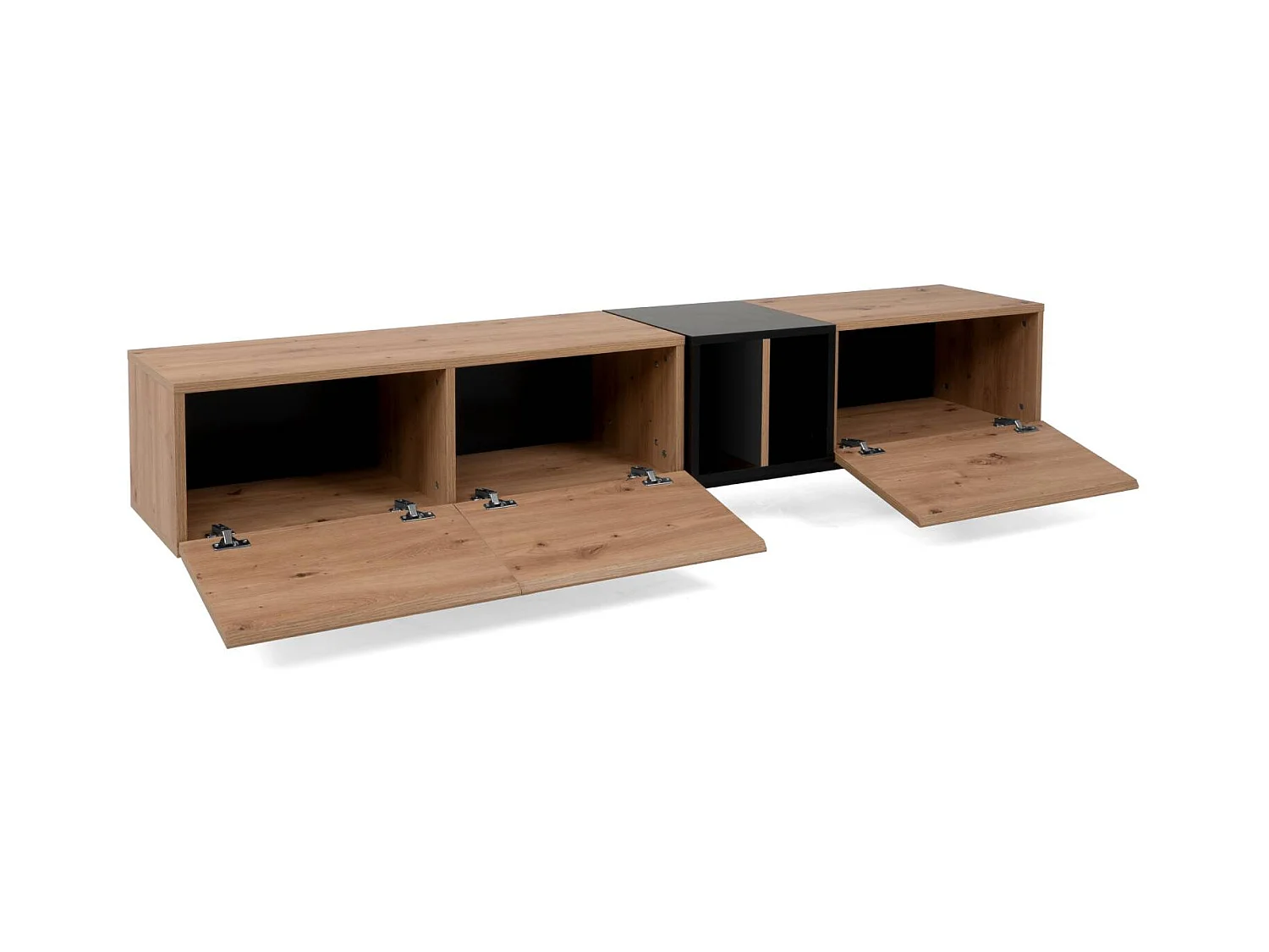 meuble TV 195x48x37 cm naturel noir