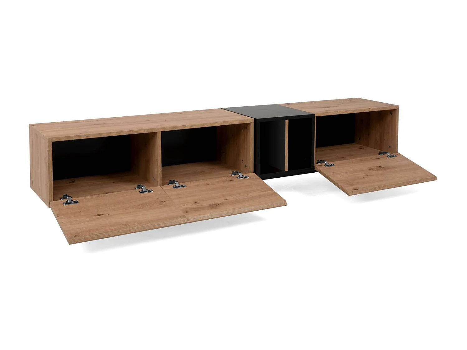 tv-meubel 195x48x37 cm natuurlijk zwart