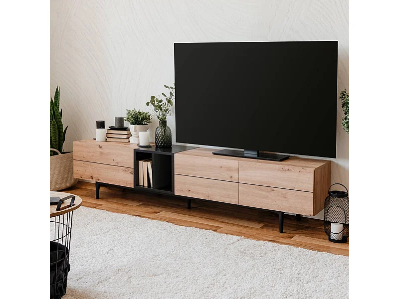 tv-meubel 195x48x37 cm natuurlijk zwart