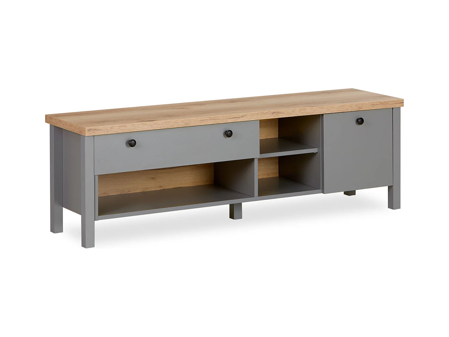 tv-meubel 146,5x46,5x38 cm grijs