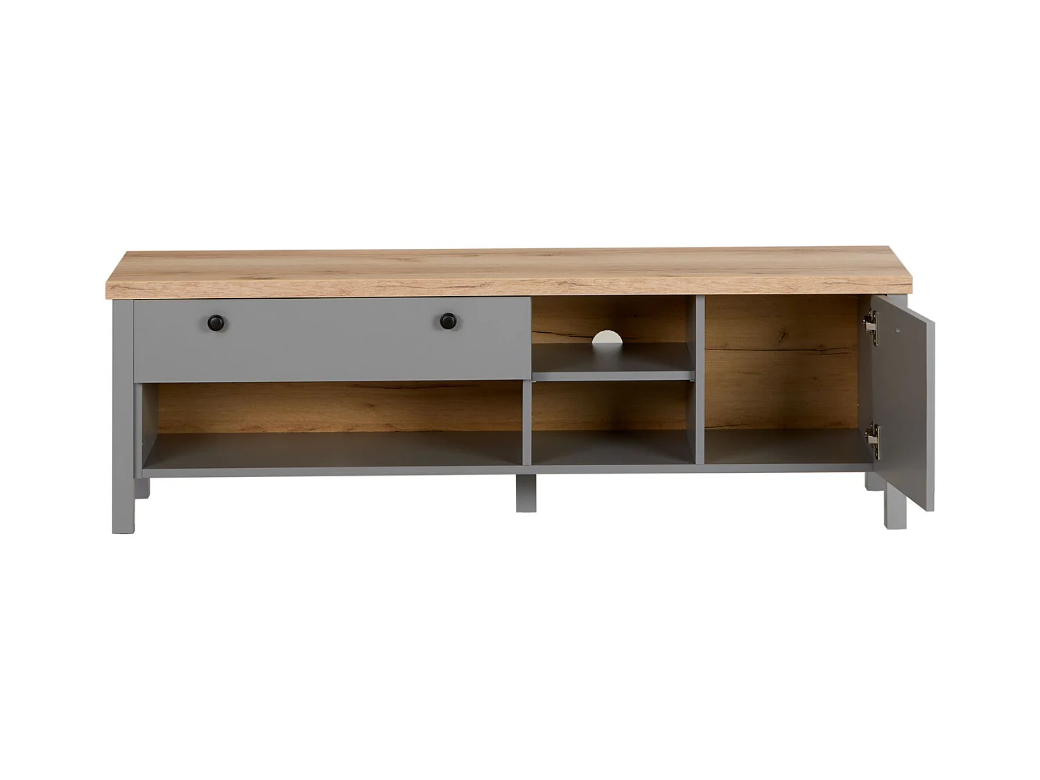 tv-meubel 146,5x46,5x38 cm grijs