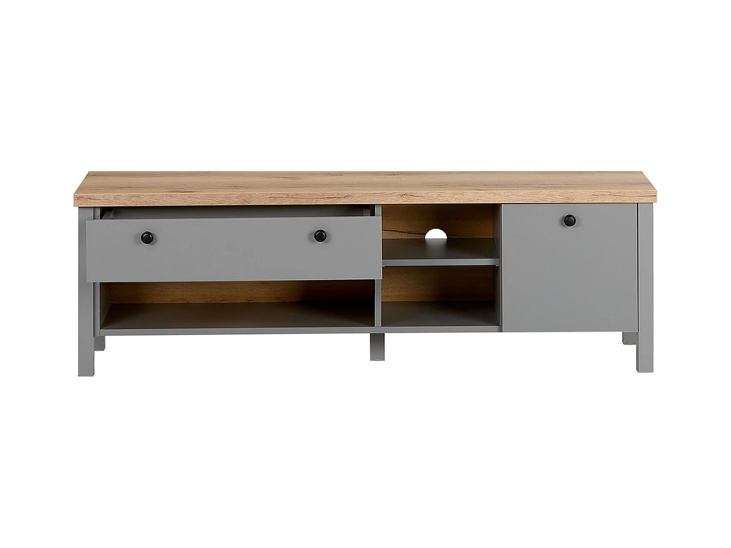 tv-meubel 146,5x46,5x38 cm grijs