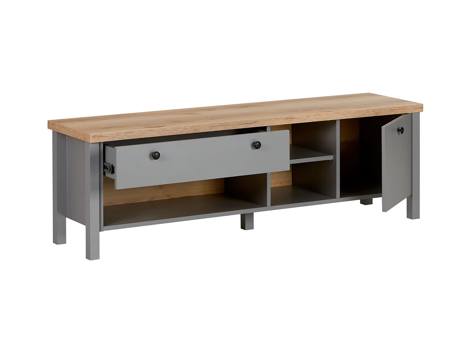 tv-meubel 146,5x46,5x38 cm grijs