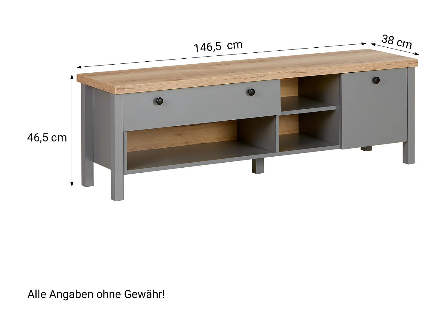meuble TV 146,5x46,5x38 cm gris