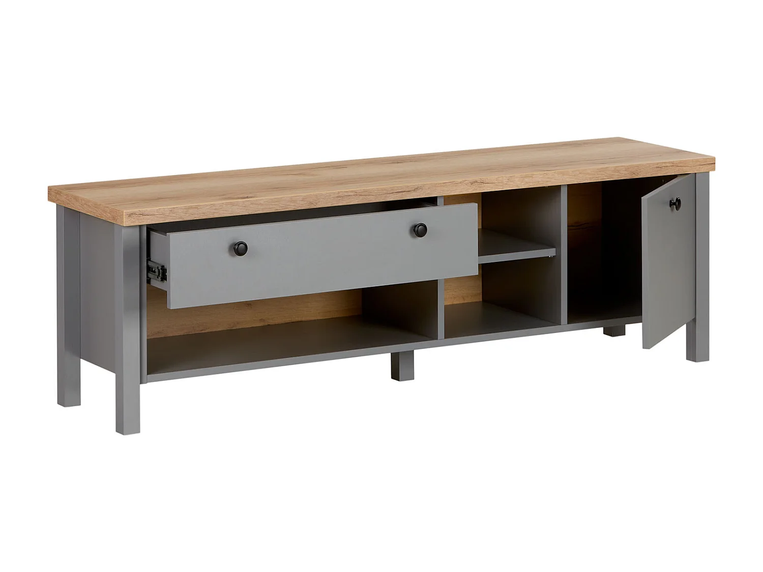 meuble TV 146,5x46,5x38 cm gris