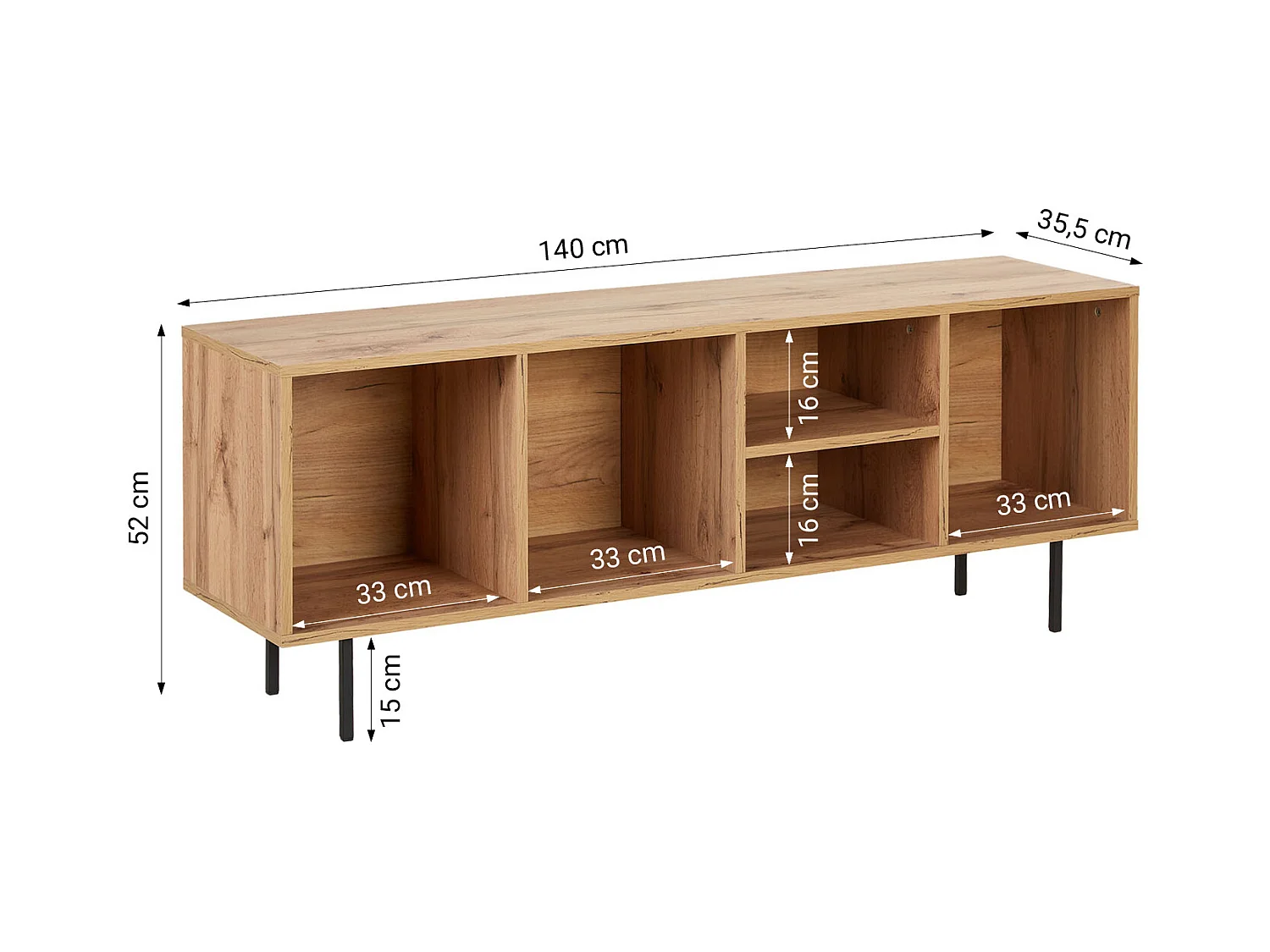Szafka RTV 140x52x35,5 cm naturalne drewno dąb