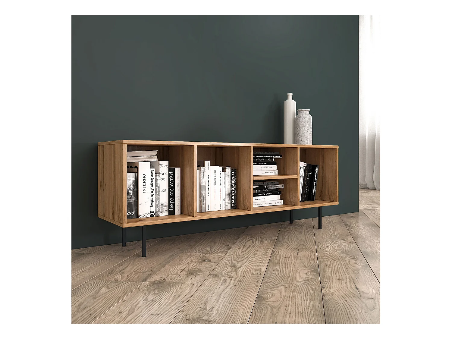 Meuble TV 140x52x35,5 cm bois naturel chêne