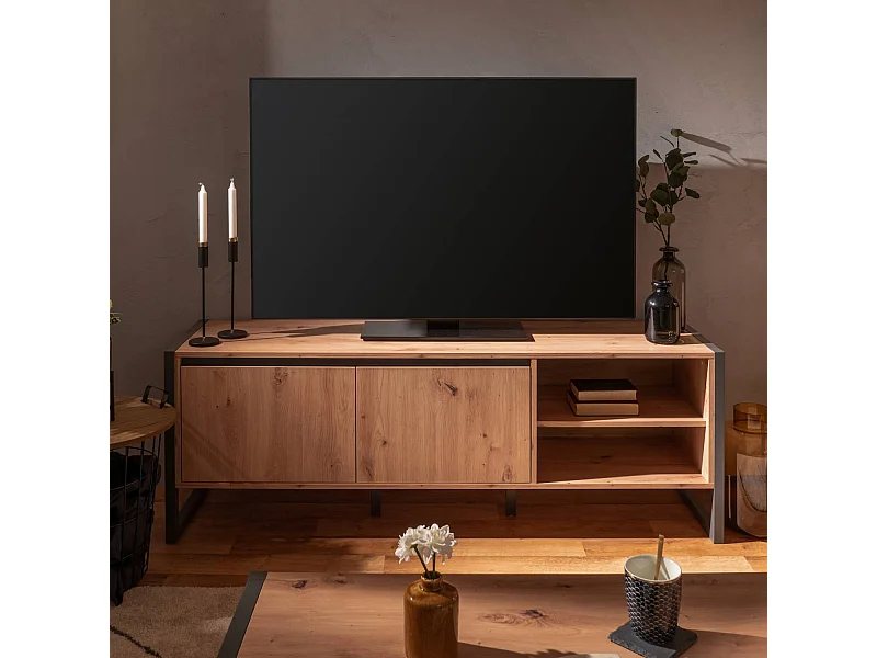 Meuble TV 160x55x40 cm naturel anthracite