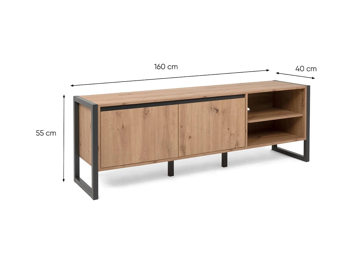 Meuble TV 160x55x40 cm naturel anthracite