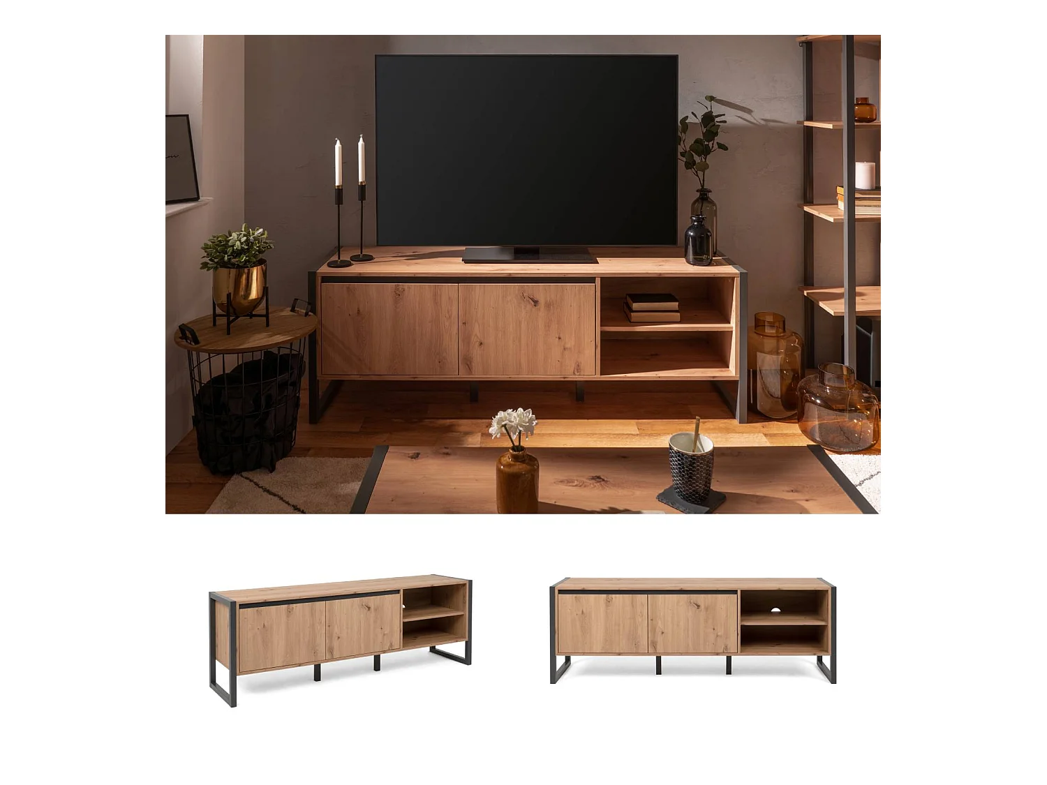Mueble para TV 160x55x40 cm natural antracita