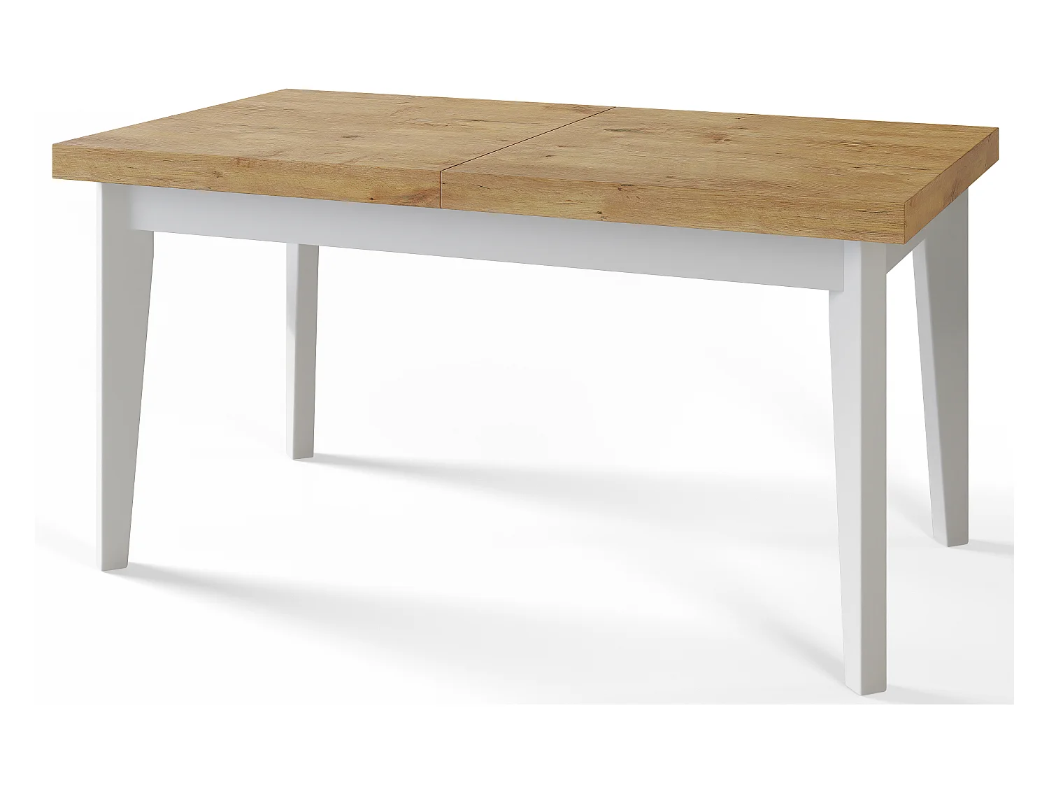 Table de salle à manger rectangulaire SKANDI, table à rallonges, dimensions: 140-180X80X78 cm, couleur: LANCELOT, avec pieds en bois blanc