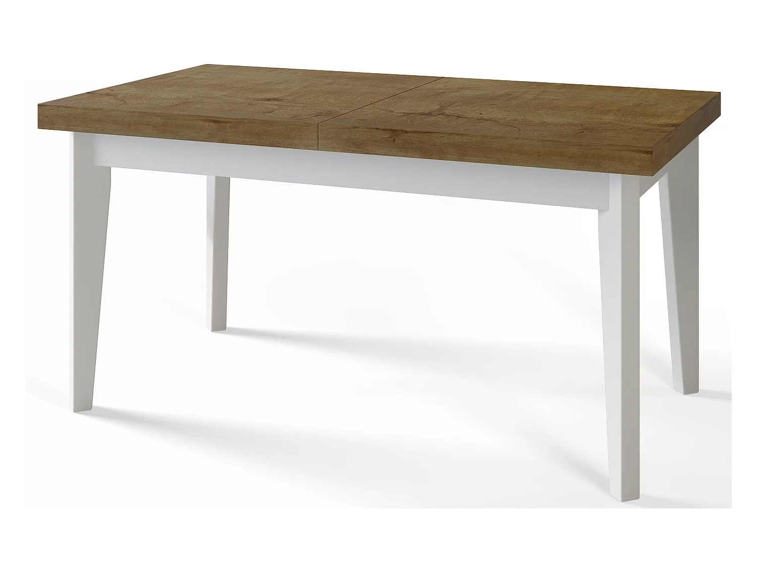 Table de salle à manger rectangulaire SKANDI, table à rallonges, dimensions: 120-160X80X78 cm, couleur: LEFKAS, avec pieds en bois blanc