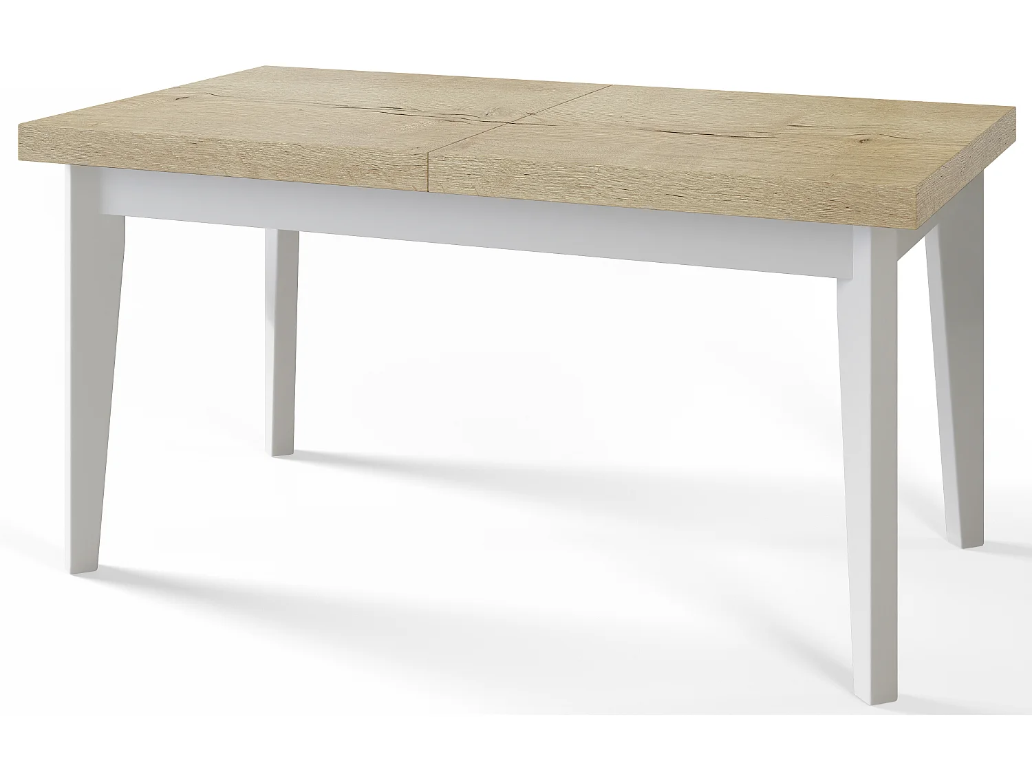 Table de salle à manger rectangulaire SKANDI, table à rallonges, dimensions: 120-160X80X78 cm, couleur: HALIFAX, avec pieds en bois blanc