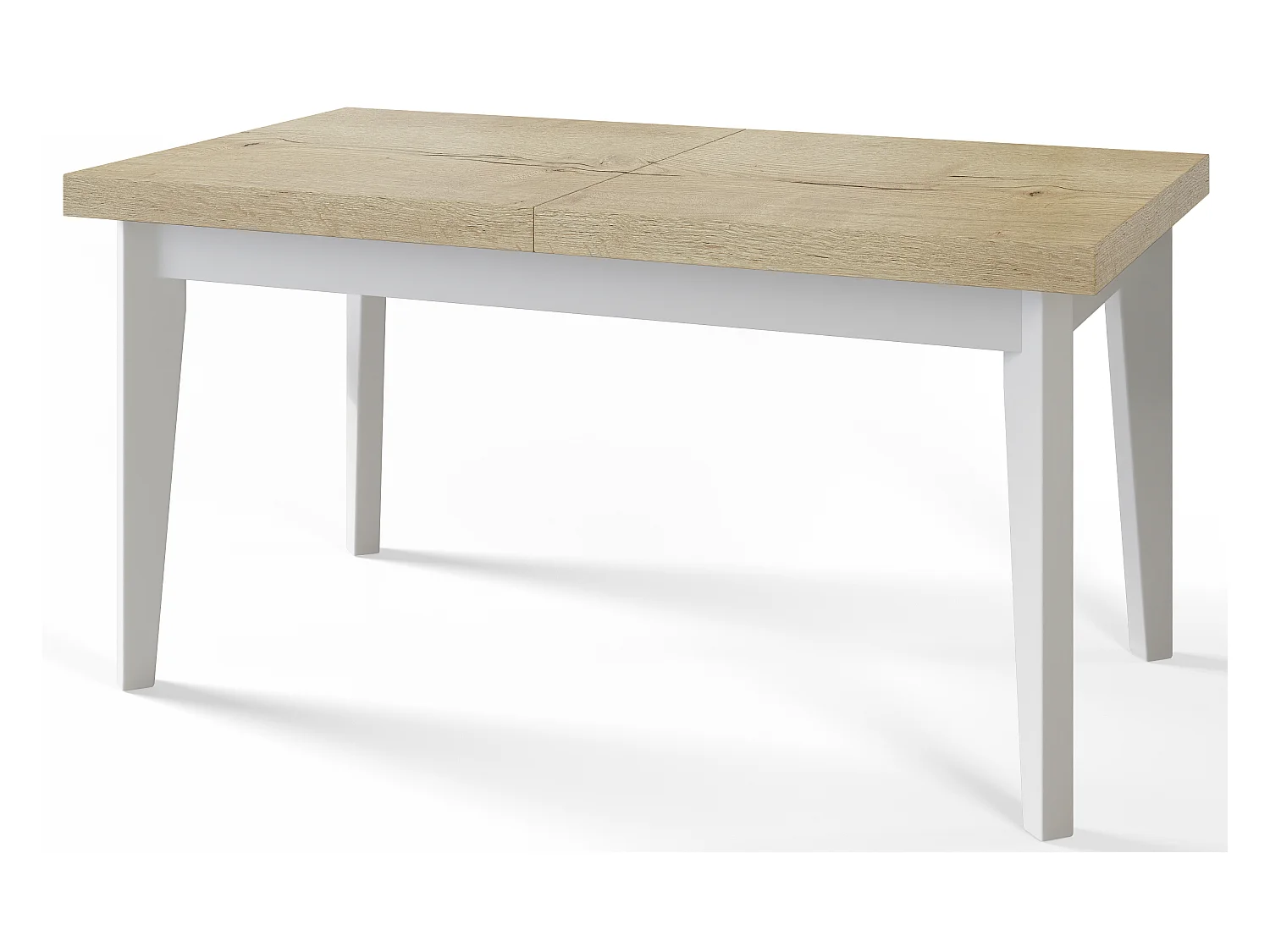 Table de salle à manger rectangulaire SKANDI, table à rallonges, dimensions: 140-180X80X78 cm, couleur: HALIFAX, avec pieds en bois blanc