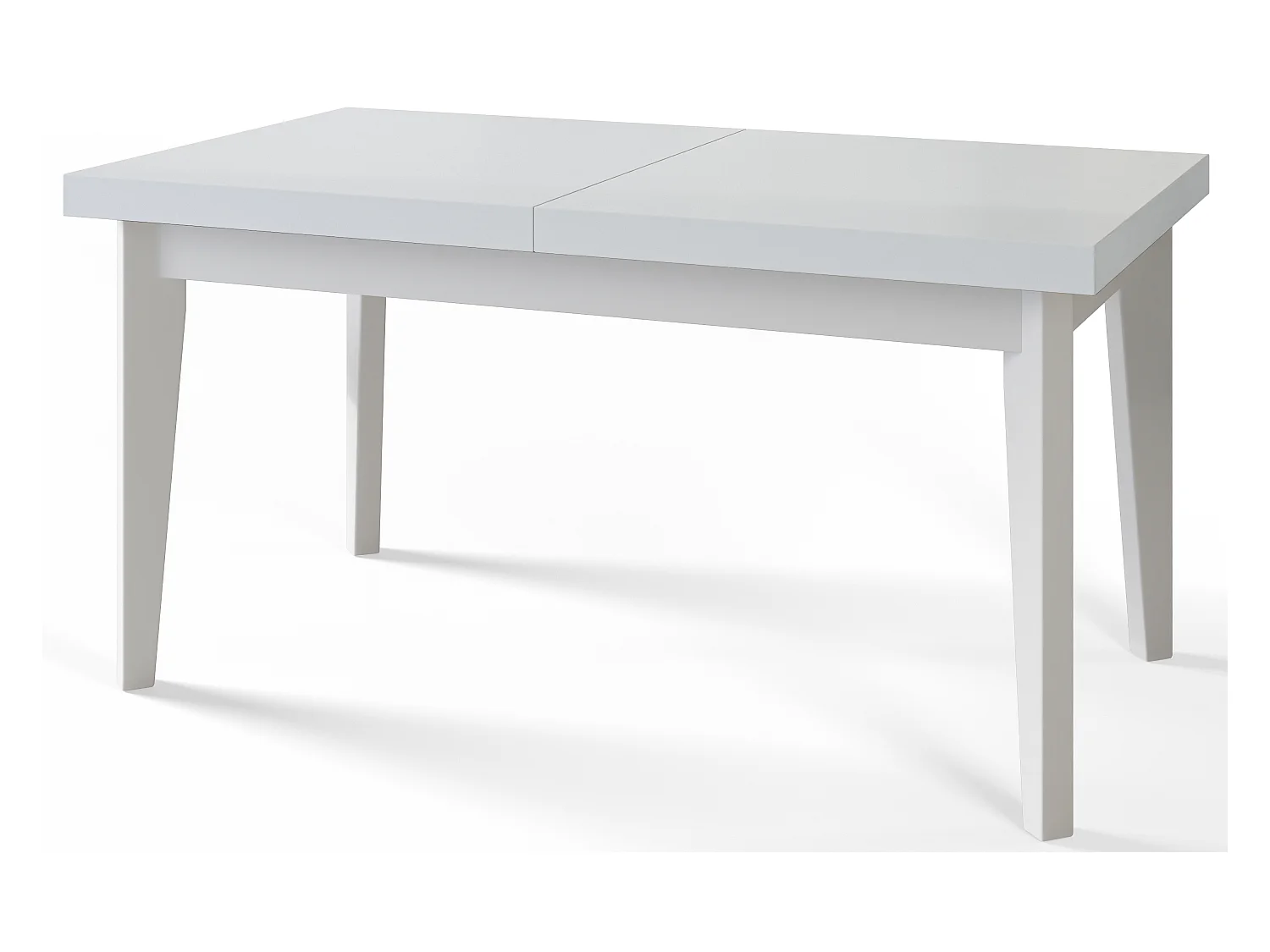 Table de salle à manger rectangulaire SKANDI, table à rallonges, dimensions: 140-180X80X78 cm, couleur: blanc, avec pieds en bois de couleur blanc