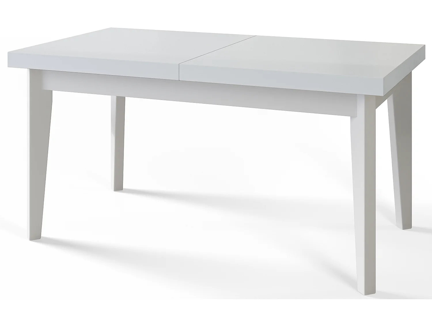 Table de salle à manger rectangulaire SKANDI, table à rallonges, dimensions: 120-160X80X78 cm, couleur: blanc, avec pieds en bois de couleur blanche