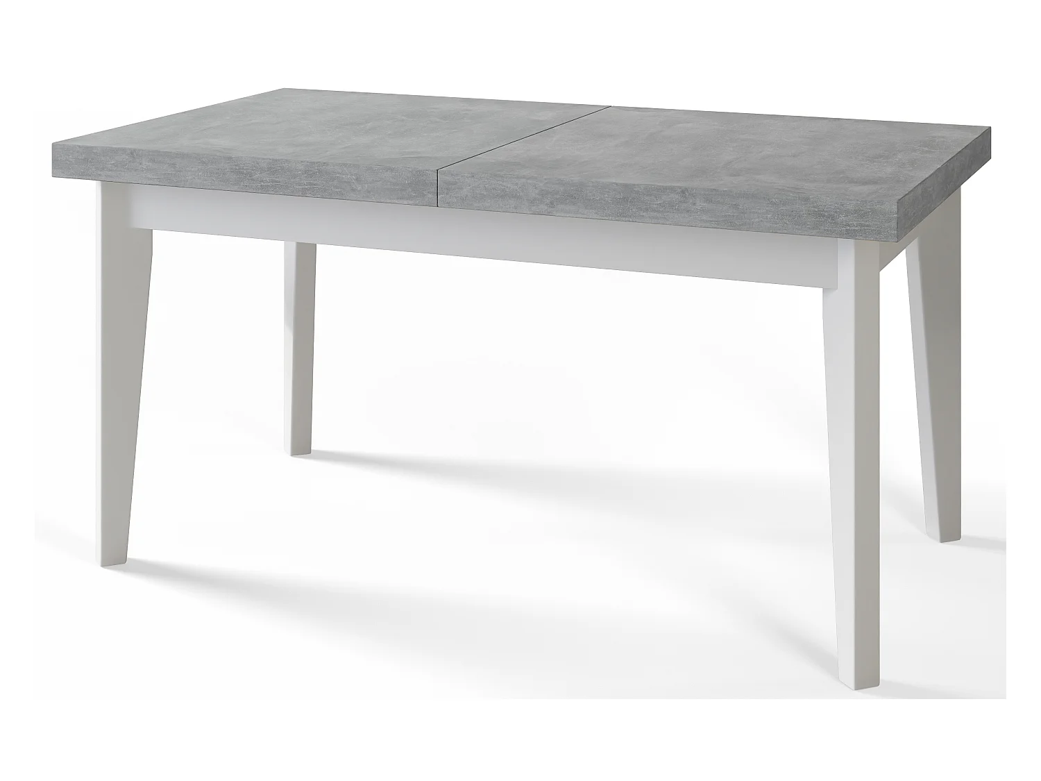 Table de salle à manger rectangulaire SKANDI, table à rallonges, dimensions: 140-180X80X78 cm, couleur: ATELIER, avec pieds en bois de couleur blanche