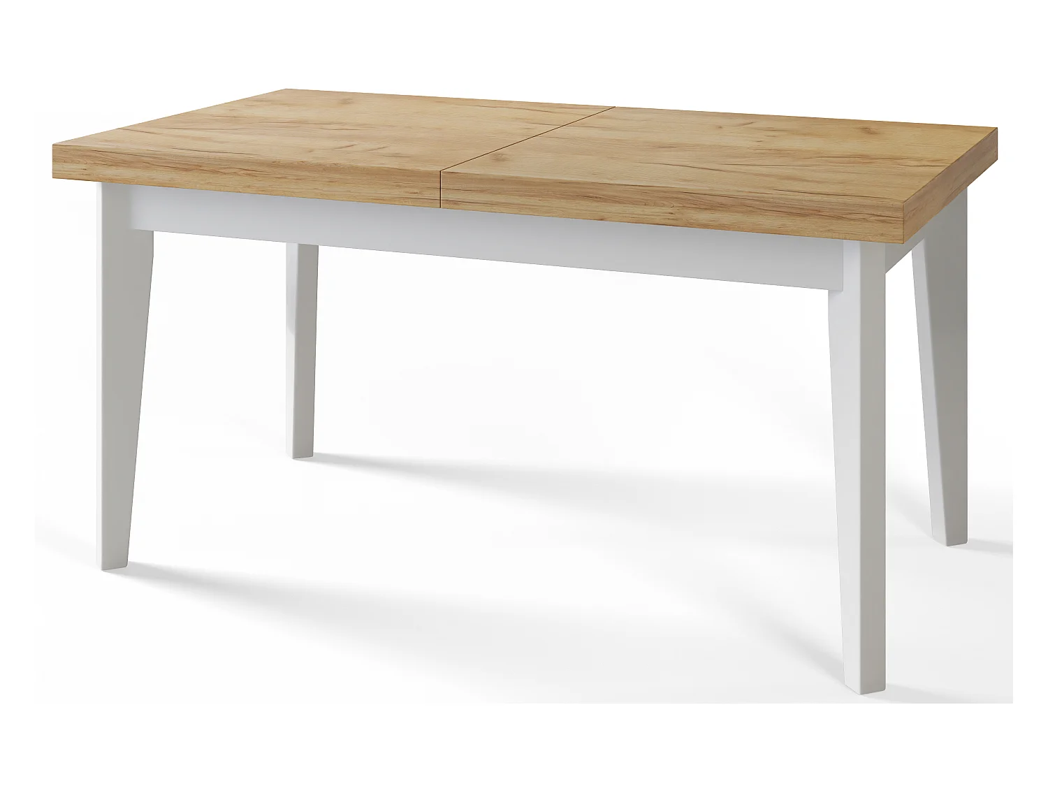 Table de salle à manger rectangulaire SKANDI, table à rallonges, dimensions: 140-180X80X78 cm, couleur: CRAFT, avec pieds en bois de couleur blanche