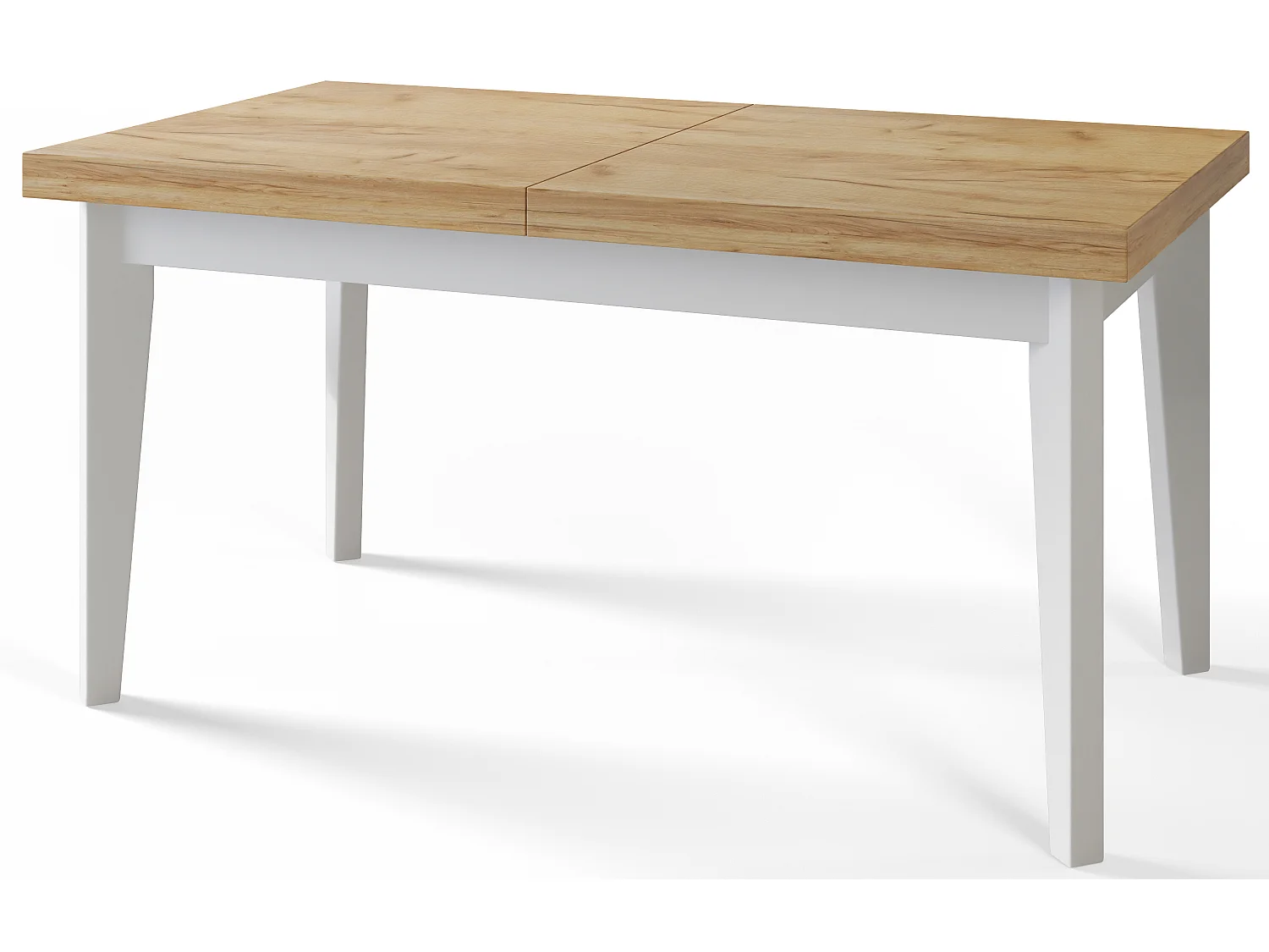 Table de salle à manger rectangulaire SKANDI, table à rallonges, dimensions: 140-180X80X78 cm, couleur: CRAFT, avec pieds en bois de couleur blanche