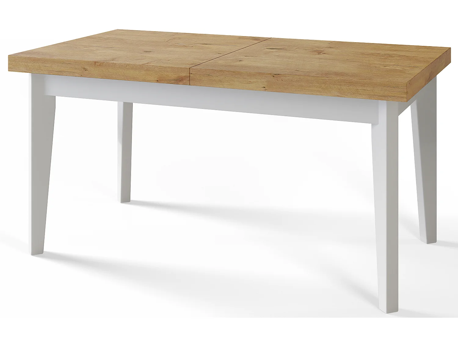 Table de salle à manger rectangulaire SKANDI, table à rallonges, dimensions: 120-160X80X78 cm, couleur: LANCELOT, avec pieds en bois blanc