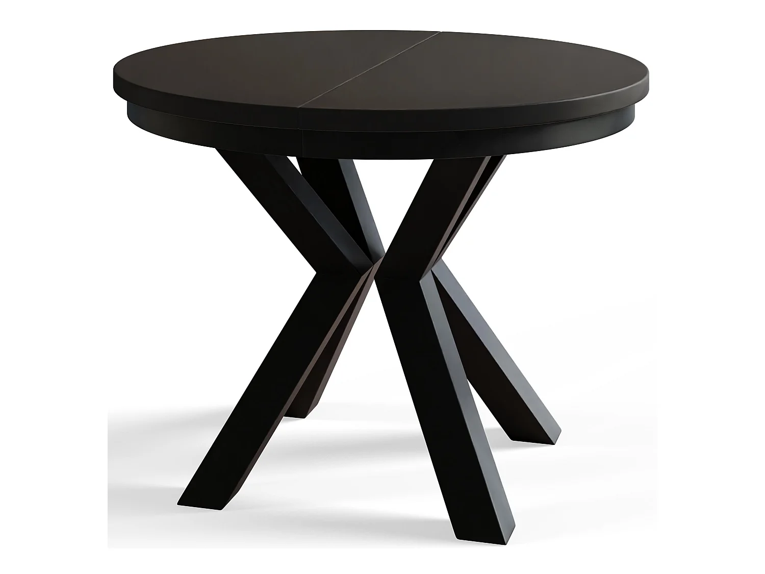 Table de salle à manger ronde LOFT, table à rallonges Diamètre : 120 cm/200 cm, couleur de la table basse : noir, avec pieds métalliques de couleur noire