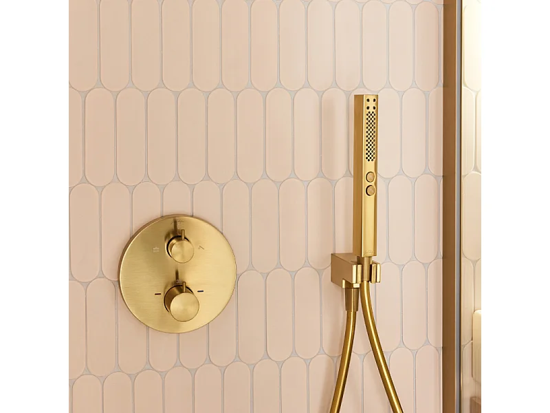 Pommeau de douche JACOB DELAFON Shift+ carré 2 jets laiton brossé