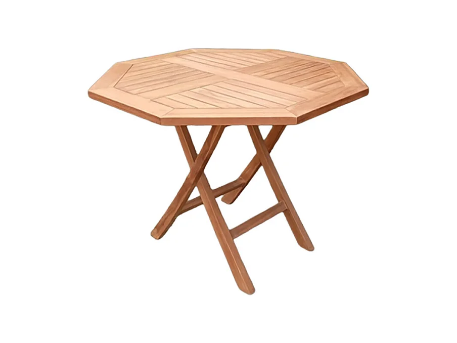 Table de jardin octogonale 100 x 100 cm en teck massif - ANCOLIE