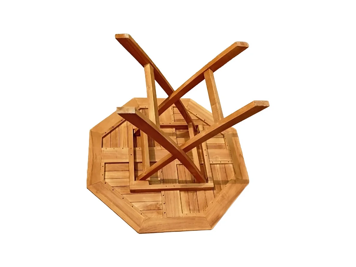 Table de jardin octogonale 100 x 100 cm en teck massif - ANCOLIE