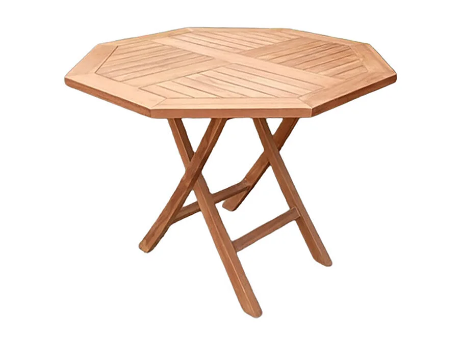 Table de jardin octogonale 100 x 100 cm en teck massif - ANCOLIE