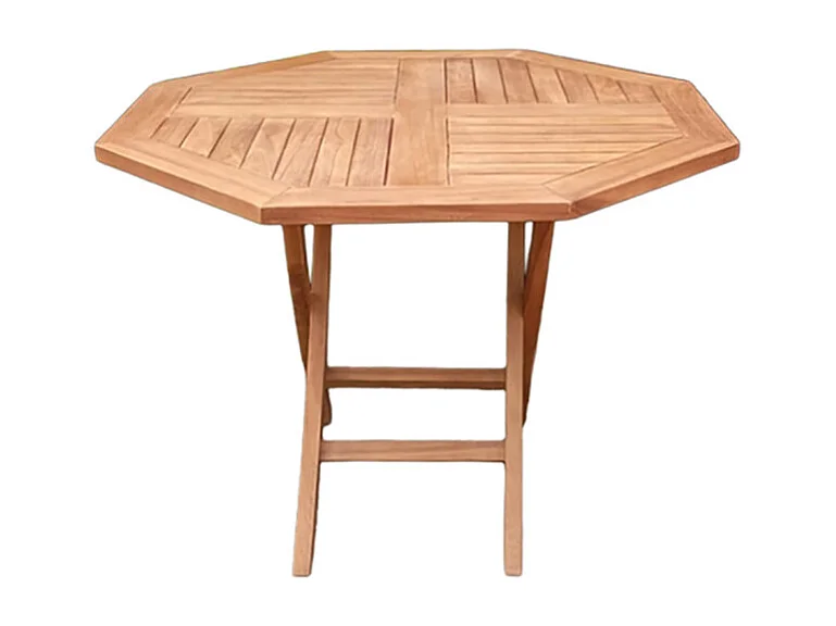 Table de jardin octogonale 100 x 100 cm en teck massif - ANCOLIE