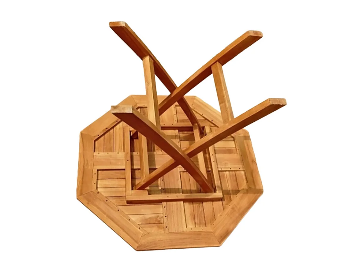 Table de jardin octogonale 100 x 100 cm en teck massif - ANCOLIE