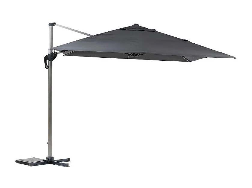 Parasol déporté rectangulaire Equador gris anodisé et ardoise Hespéride
