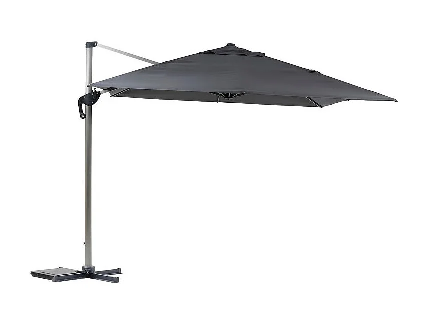Parasol déporté rectangulaire Equador gris anodisé et ardoise Hespéride