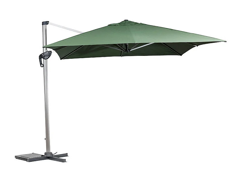 Parasol déporté rectangulaire Equador gris anodisé et olive Hespéride