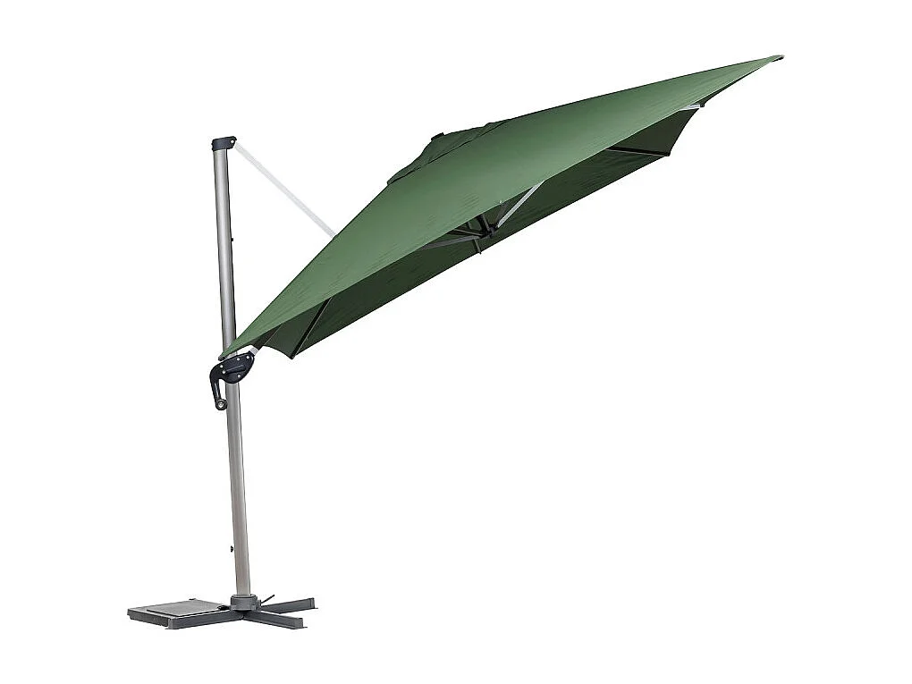 Parasol déporté rectangulaire Equador gris anodisé et olive Hespéride