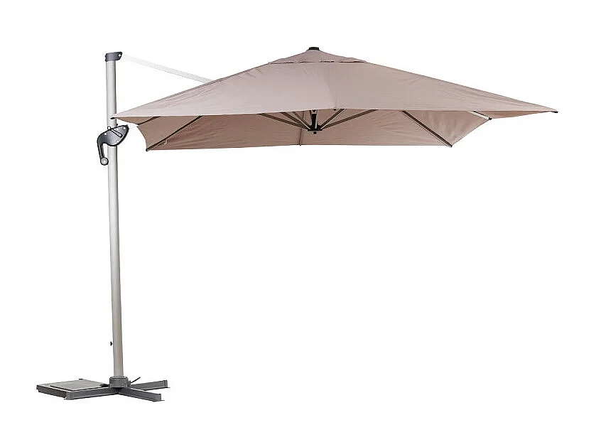 Parasol déporté rectangulaire Equador gris anodisé et taupe Hespéride