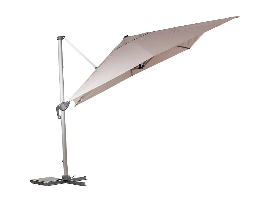 Parasol déporté rectangulaire Equador gris anodisé et taupe Hespéride