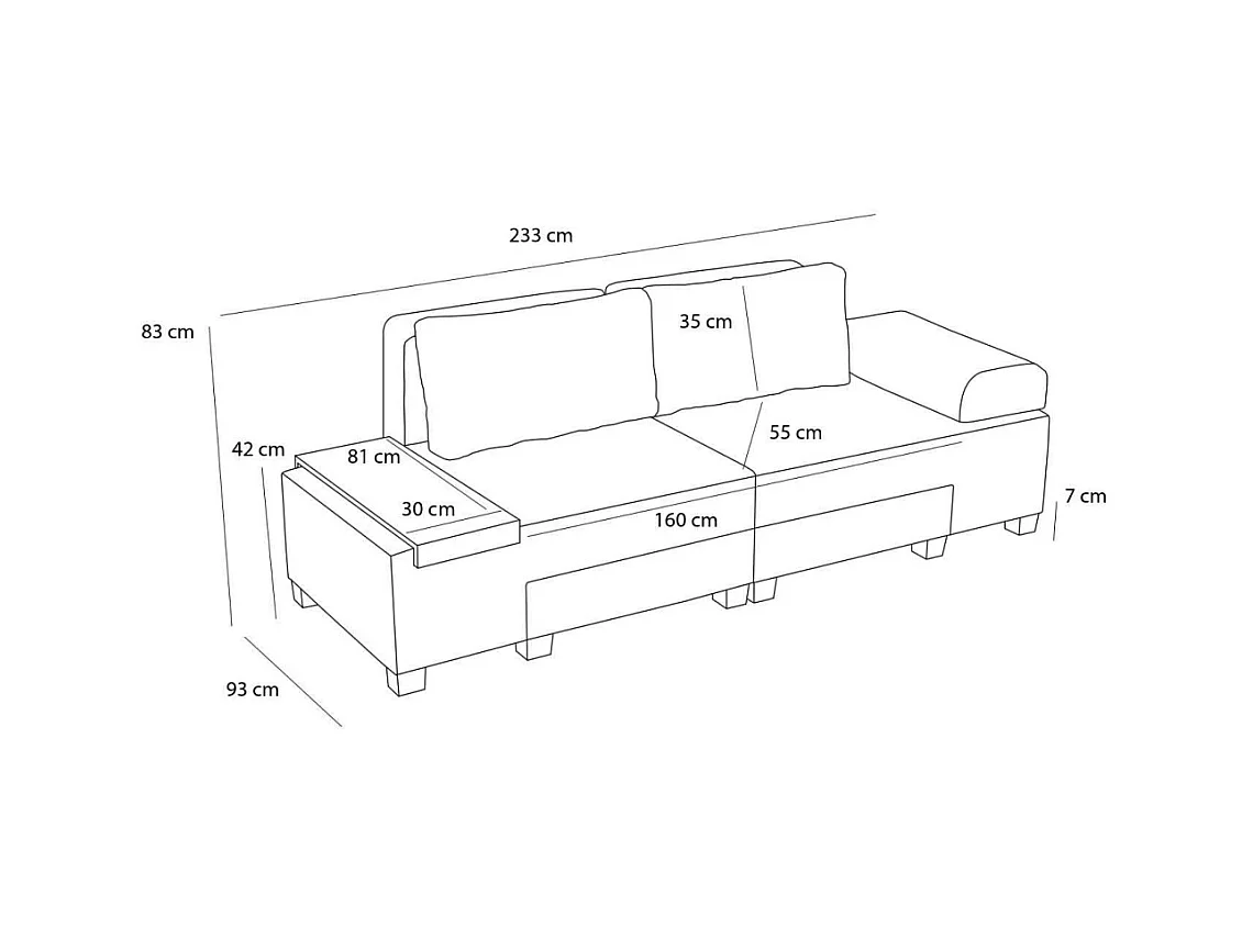 Canapé 3 places convertible en chenille Perenna