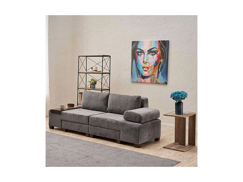 Canapé 3 places convertible en chenille Perenna