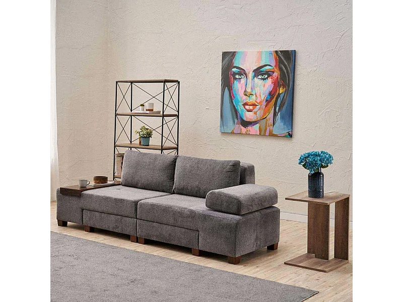 Canapé 3 places convertible en chenille Perenna