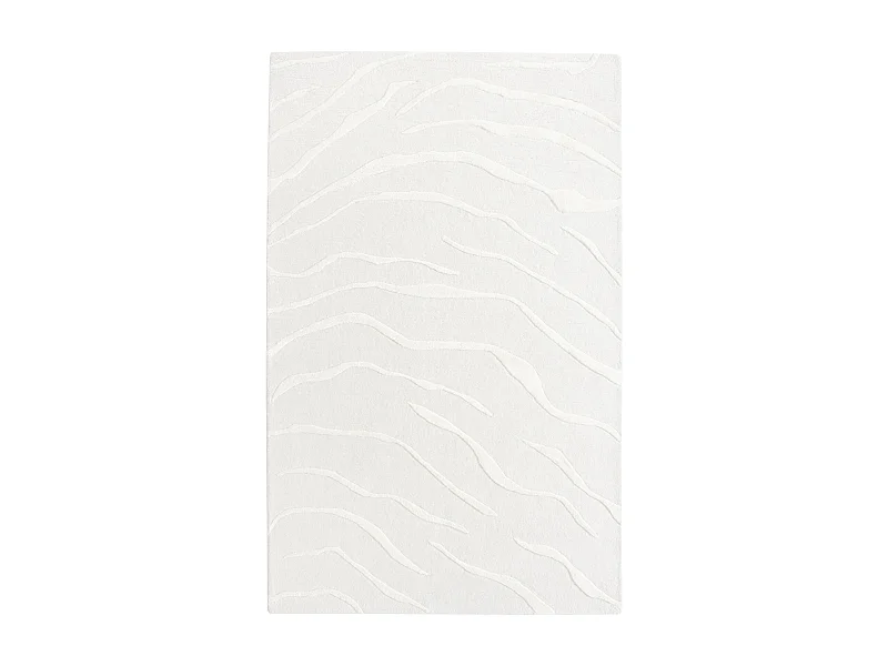 Tapis rectangulaire en laine et viscose blanc cassé 160x230cm DAVEN