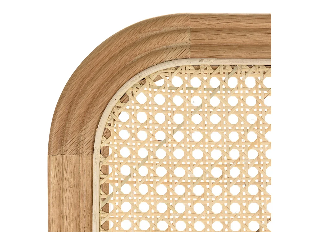 SYA - Tête de lit bords arrondis rotin naturel chêne massif 140/160cm