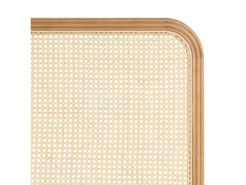 SYA - Tête de lit bords arrondis rotin naturel chêne massif 140/160cm